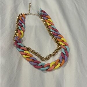 Gold and Pink Bohemian Woven Necklace